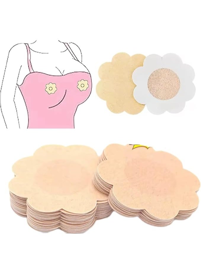10pcs Disposable Breast Covers, Seamless Breathable Self-Adhesive Invisible Bra, Nipple Cover Pad. (Flower) - Image 1