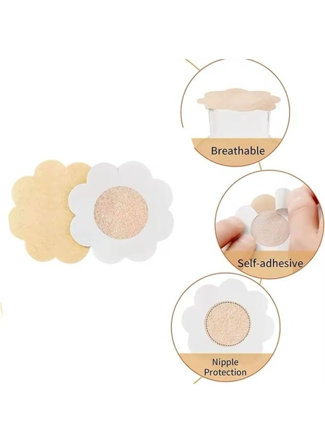 10pcs Disposable Breast Covers, Seamless Breathable Self-Adhesive Invisible Bra, Nipple Cover Pad. (Flower) - Image 2