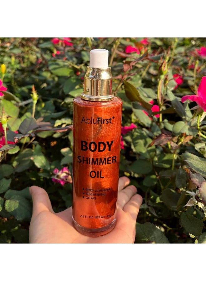 AbluFirst Shimmer Body Oil 4 Colors Face Glitter Summer Body Makeup Moisturizing Light Shimmering Glow Non-Sticky Party Luminizer and Illuminator Smooth (2.8 Fl Oz Pack of 1, Golden Brown) - Image 2