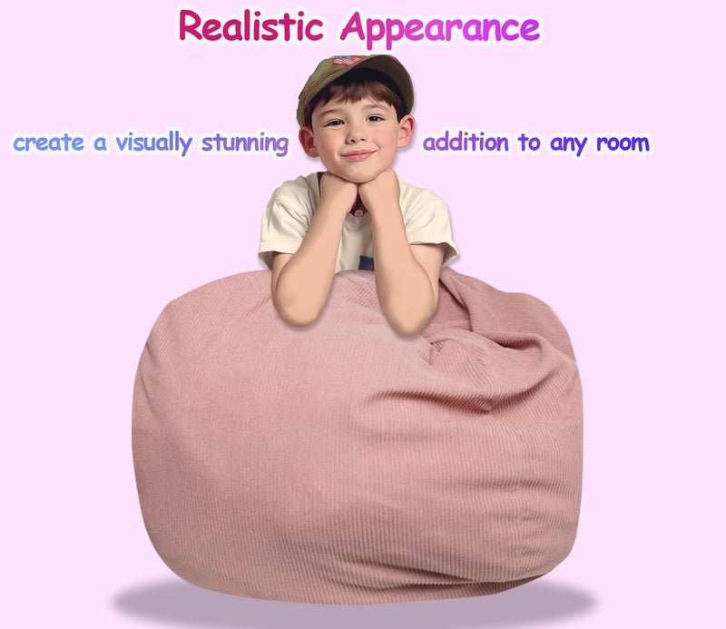 Dafftos Bean Bag Cover for Organizing Plush Memory Foam Stuffed Animal Bean Bag Storage Soft Washable Premium Corduroy Organizer Keep Room Clutter Stuffable (Without Filling) X-Large - Image 3