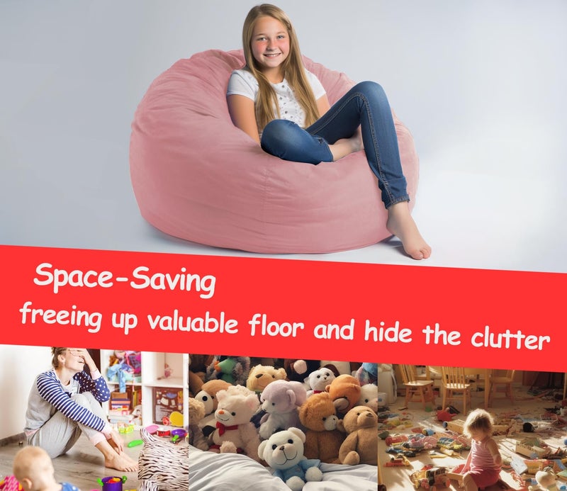 Dafftos Bean Bag Cover for Organizing Plush Memory Foam Stuffed Animal Bean Bag Storage Soft Washable Premium Corduroy Organizer Keep Room Clutter Stuffable (Without Filling) X-Large - Image 4