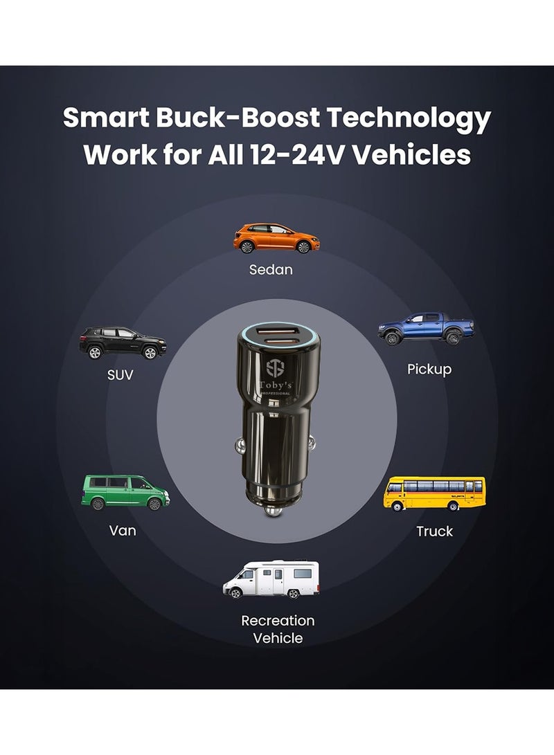 توبيز شاحن السيارة السريع CC-03 200 واط من توبى | منفذين PD + USB | جهد ذكي | ضوء حلقة LED | مدمج لجميع المركبات التي تعمل بجهد 12V–24V - Image 4