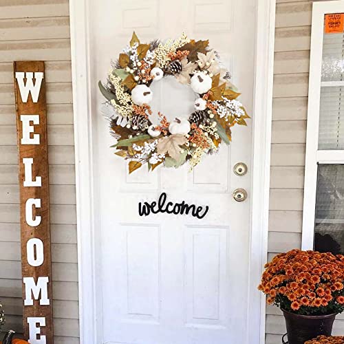 ORIENTAL CHERRY Fall Decor - Fall Decorations for Home - 18 Inch Autumn Maple Leaf Pumpkin Pine Cone Berry Wreath - Fall Wreath for Thanksgiving Halloween Farmhouse Harvest Front Door Outdoor Indoor Window Wall - Image 5