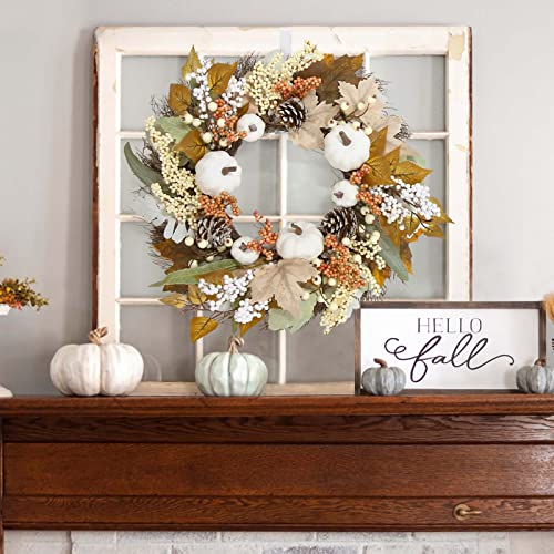 ORIENTAL CHERRY Fall Decor - Fall Decorations for Home - 18 Inch Autumn Maple Leaf Pumpkin Pine Cone Berry Wreath - Fall Wreath for Thanksgiving Halloween Farmhouse Harvest Front Door Outdoor Indoor Window Wall - Image 4