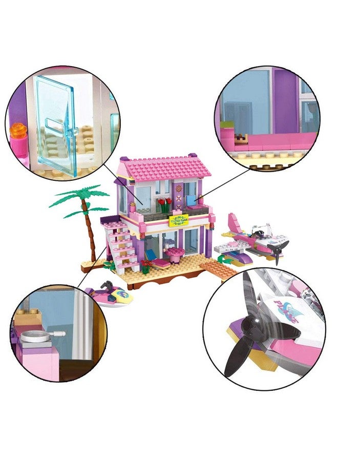 COGO Dream Girls Blocks Friends Building Set Big Beach Villa With Plane And Jet Ski Fun Preschool Educational Toys For Boys And Girls 423Pcs - Image 5