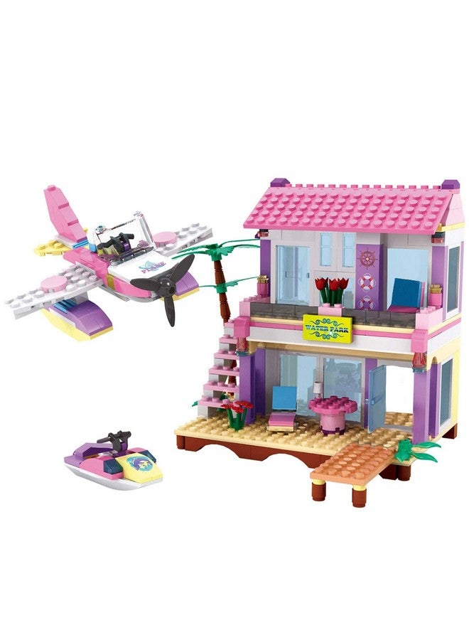 COGO Dream Girls Blocks Friends Building Set Big Beach Villa With Plane And Jet Ski Fun Preschool Educational Toys For Boys And Girls 423Pcs - Image 4