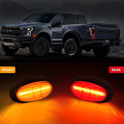 NEIFILES LED Side Marker Lights Compatible with Ford F-150 /F150 Raptor 2016 2017 2018 2019 2020 Front Rear Dual Fender Bumper Lamps Smoked Lens Pack of 4 - Image 2
