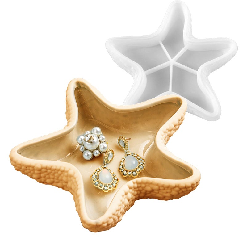 Wehous Starfish Tray Silicone Mold Candle Holder Jewelry Plate Resin Tray Display Trinkets Container Storage Dish for Concrete Creative Art Craft Home Decor