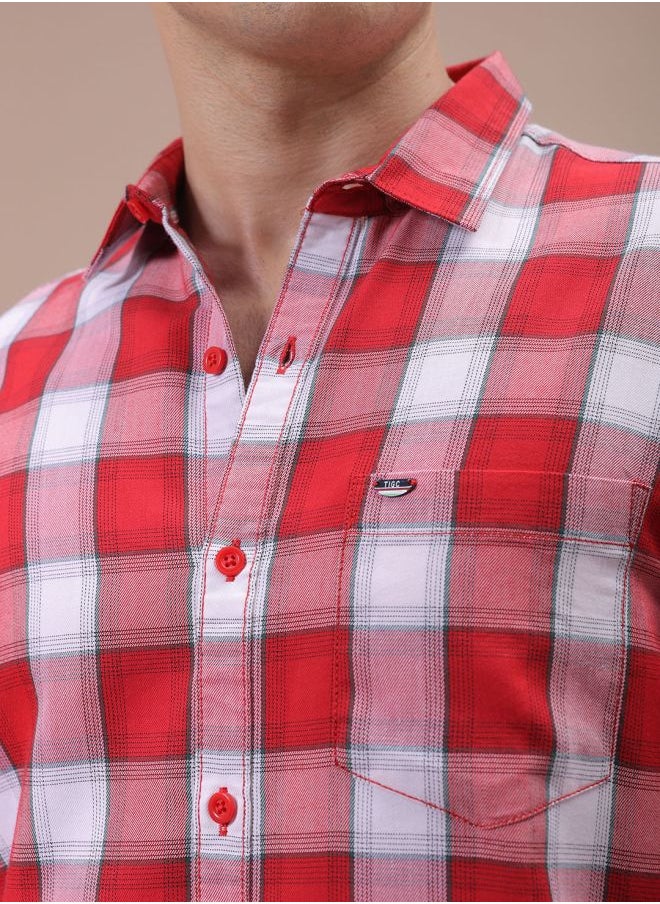 The Indian Garage Co - Men Slim Fit Checkered Full Sleeves Cutaway Collar Casual Shirt - Image 1