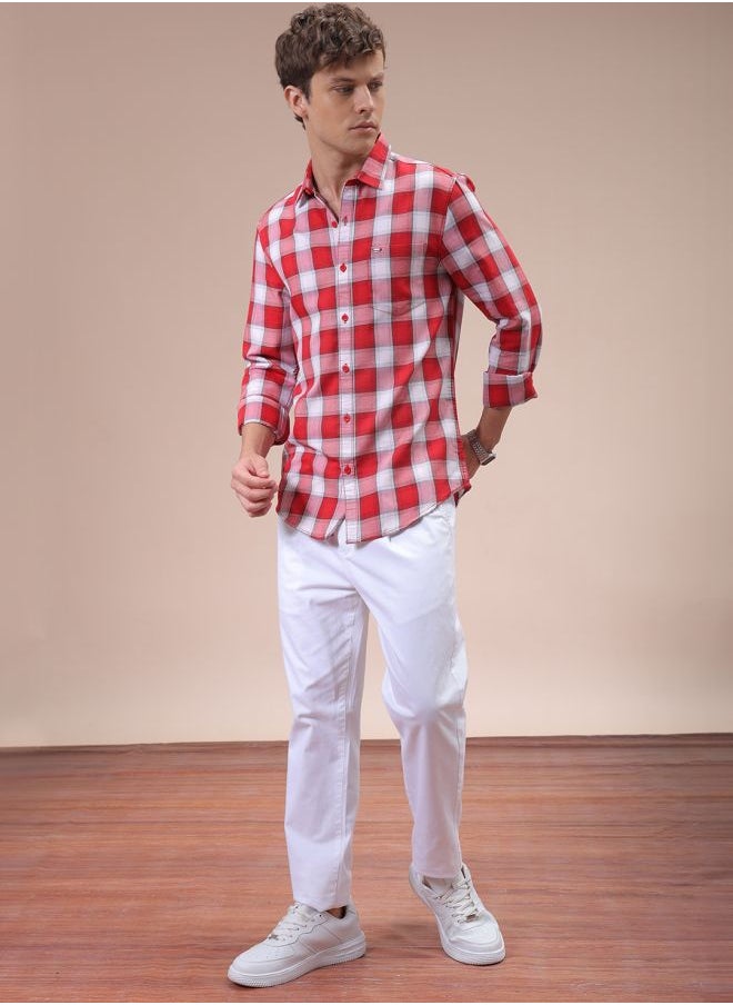 The Indian Garage Co - Men Slim Fit Checkered Full Sleeves Cutaway Collar Casual Shirt - Image 1