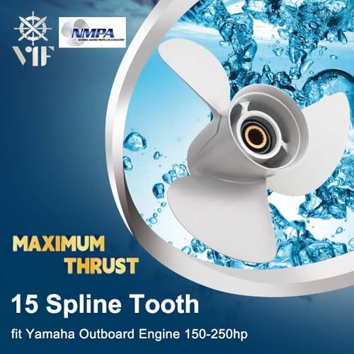 VIF OEM Upgrade 14x19-M Aluminum Boat Propeller for Yamaha 150hp 175hp 200hp 220hp 225hp 250hp 300hp F150 F175 F200 F225 Outboard Engines,15 Tooth, 6G5-45945-01-98,Rh - Image 2