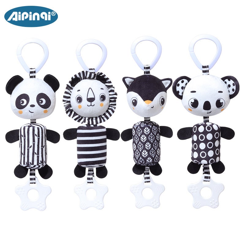 Aipinqi New Baby Black and White Wind Chime Toy - Plush Hanging Ornament for Strollers, Soothing for 0-3 Years - Image 5