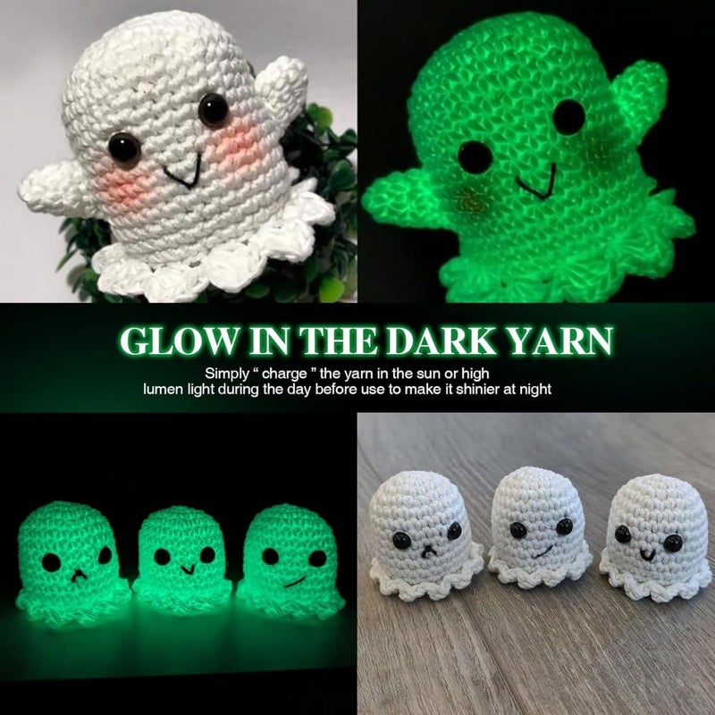 Glow Yarn Glow Yarn Crochet Yarn - Soft and Durable Cotton Yarn for Knitting, Crafts, Doll Making, Puppets and Decorations About 50 Meters/54.7 Yards - Luminous Colors (Pink) - Image 5