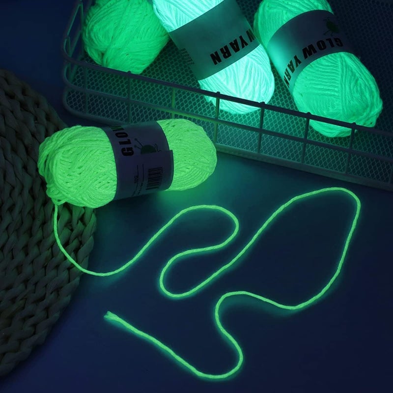 Glow Yarn Glow Yarn Crochet Yarn - Soft and Durable Cotton Yarn for Knitting, Crafts, Doll Making, Puppets and Decorations About 50 Meters/54.7 Yards - Luminous Colors (Pink) - Image 4