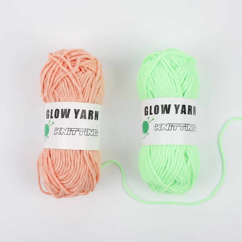 Glow Yarn Glow Yarn Crochet Yarn - Soft and Durable Cotton Yarn for Knitting, Crafts, Doll Making, Puppets and Decorations About 50 Meters/54.7 Yards - Luminous Colors (Pink) - Image 1