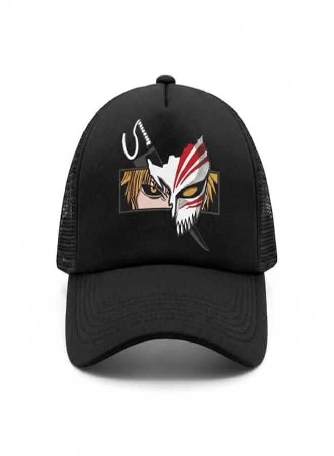 TOP TRICK Graphic Print Trucker Cap Black Mesh Snapback Cap Trucker Hat Half Net Black Snapback Caps for Men and Woman/Snapback Cap-1pcs - Image 1