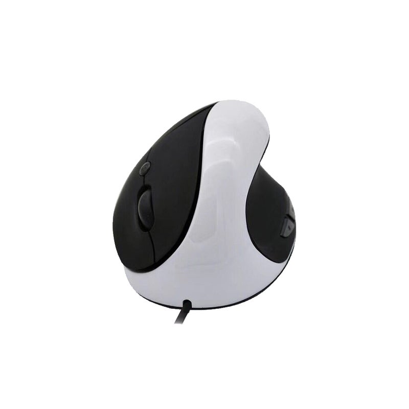 فأرة USB سلكية بصرية مناسبة للجسم رأسية بخمسة أزرار لأجهزة الكمبيوتر المحمولة والحواسيب (لون أبيض) - Image 1