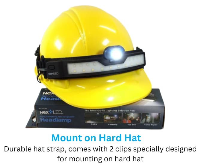 NextLED NextLED NT-6598 Multi-Function, Rechargeable Wide Beam Headlamp, Hard Hat Light/Spot/Safety Light, 3 Lights in 1, 500 Lumen, 210° Illumination, USB C Rechargeable Headlamp, Light Band Headlamp, IP-54  - Image 4