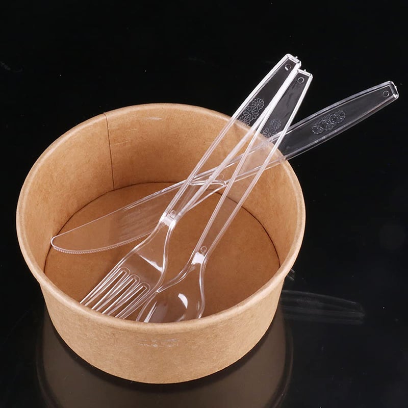 MOACOCK 150 Pcs Clear Plastic Silverware  Heavy Weight Plastic Forks Spoons Knives Disposable Utensils Cutlery Set for Wedding Party Supplies Everyday Use - Image 3