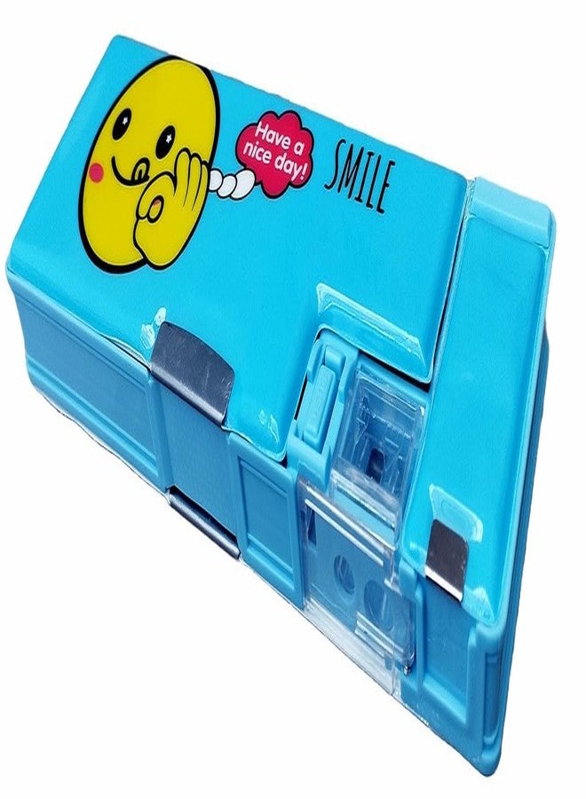 SHREE TECHNESH®Cute Smiley Emoji Compass Box | Dual Sided Space, Magnetic Closure, Integrated Sharpener | Perfect for Kids - Image 1