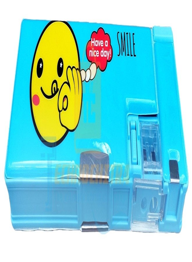 SHREE TECHNESH®Cute Smiley Emoji Compass Box | Dual Sided Space, Magnetic Closure, Integrated Sharpener | Perfect for Kids - Image 2