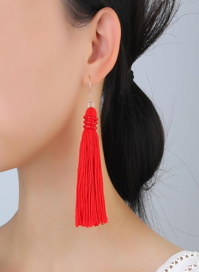 KELITCH Women Drop Dangle Earrings Tassel Earrings Thread Tassel Dangle Statement Summer Beach - Image 3