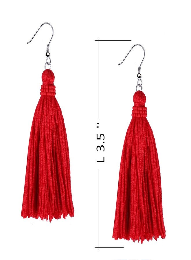 KELITCH Women Drop Dangle Earrings Tassel Earrings Thread Tassel Dangle Statement Summer Beach - Image 4
