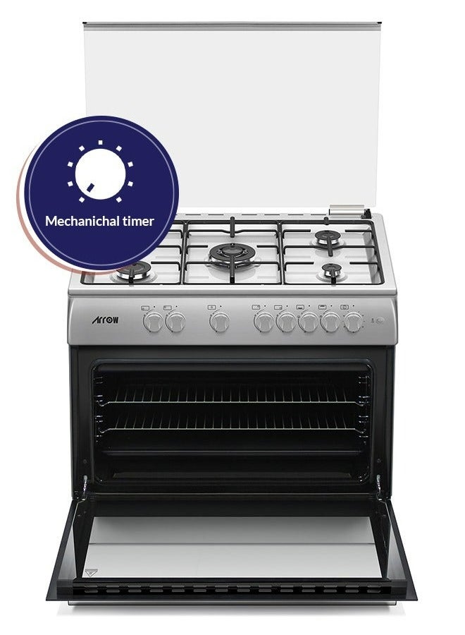 Arrow 5 Burners Gas Cooker, Size 90X60 CM | Full Sabaf Burners | Warming Cabinet | Silver Color| Full Saftey Cooker | Stainless Steel Material | Model Name: RO-9060GSKS - Image 3