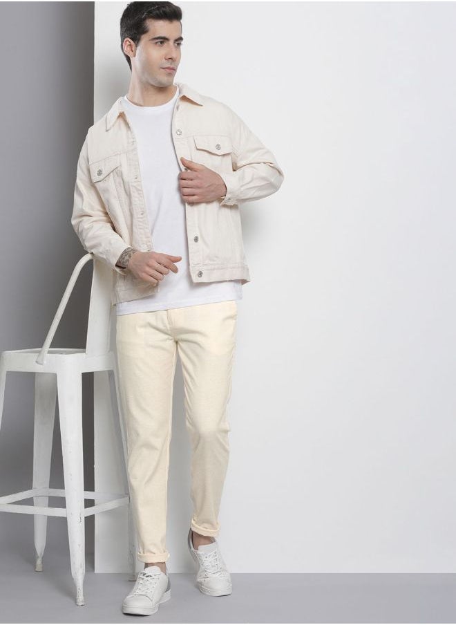 The Indian Garage Co - Men Slim Fit Solid Mid-Rise Elasticated Linen Jogger Trouser - Image 1