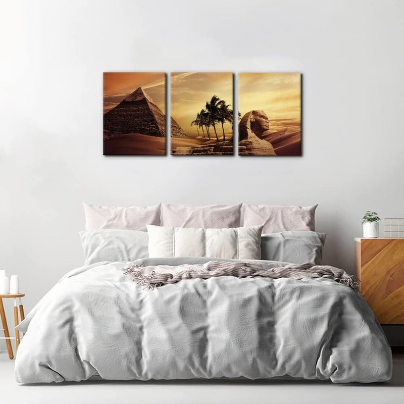 Pacimo Ancient Egypt Secrets Painting on Canvas Pyramid Sphinx Modern Wall Art Home Decoration for Living Room Pictures Multi Panel HD Printed Post and Prints Framed Ready to Hang - 12" x 16" x 3 - Image 3