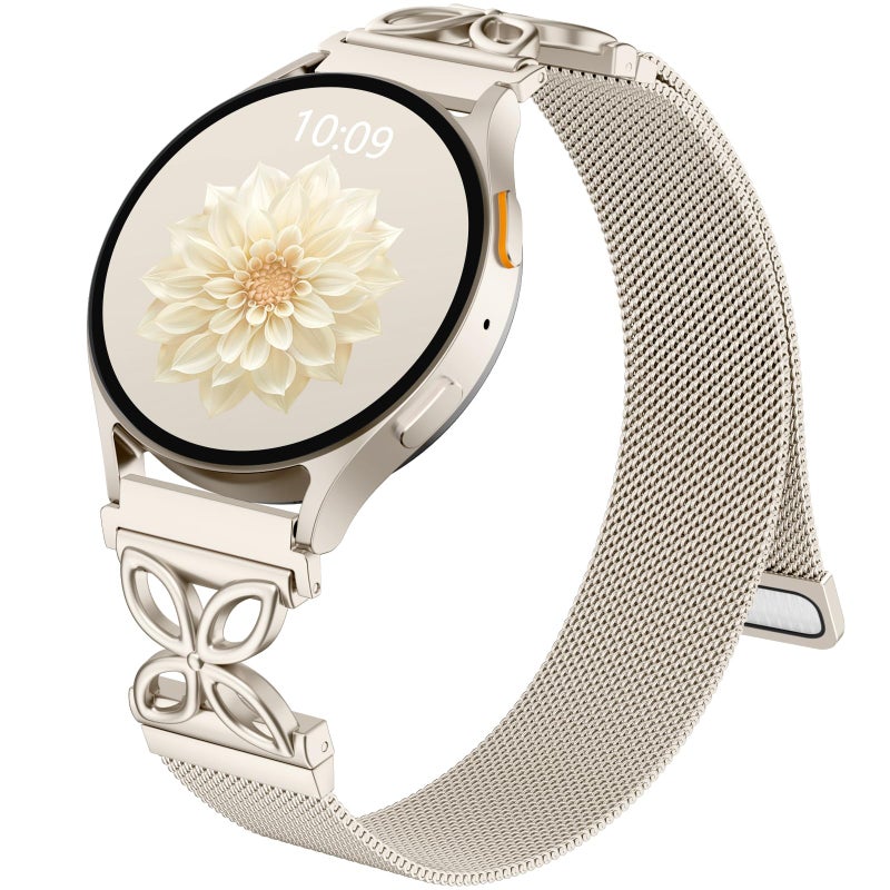 Getino Magnetic Metal Strap Compatible with Galaxy Watch 7 Band, Galaxy Watch 6 Classic Band FE 5 Pro 4 Active 2, 20mm Milanese Floral Dressy Wristband for Samsung Watch Bands Women 40mm 44mm 45mm - Image 1
