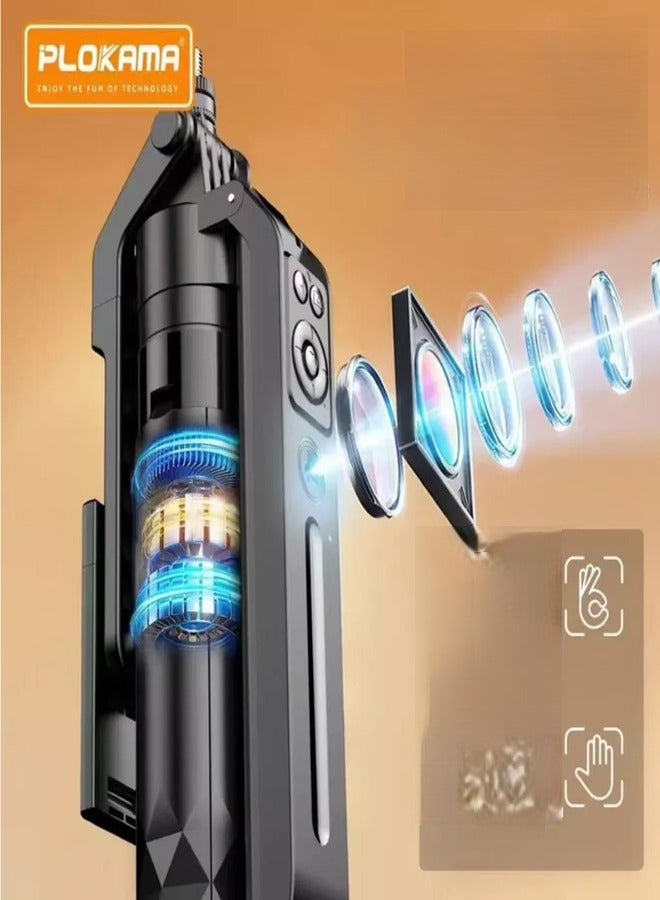 التخطيط حامل ثلاثي الخوايا الذكي AI مع تتبع الوجه التلقائي 360 درجة، دوران 360° مع حامل وإضاءة، حامل كاميرا للهاتف مع جهاز تحكم عن بعد وتحكم بال gestures، عصا سيلفي قابلة للتمديد لجهاز GoPro/السفر/الفيديو/البث المباشر Tiktok p10 pro - Image 2