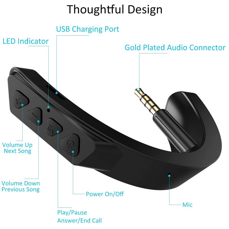 YOCOWOCO Upgraded aptX Wireless Bluetooth Adapter for Bose QuietComfort 25 QC 25Headphones with Mic/Volume Control, Black - Image 3