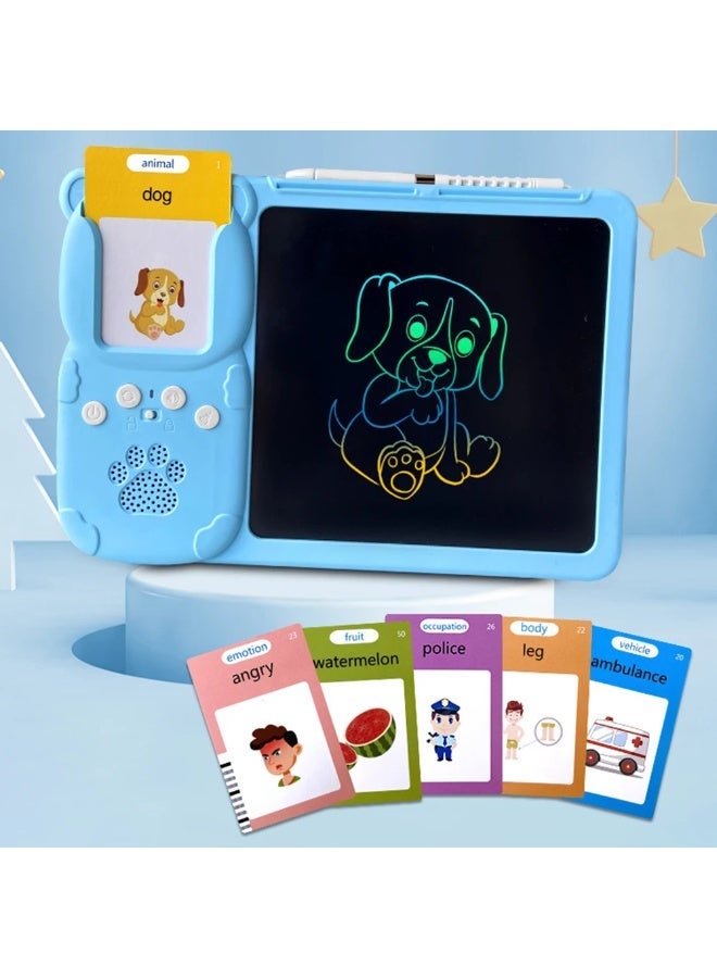 سلانت تابلت تعليمي ناطق قارئ البطائق (عربي/إنجليزي) مع شاشة LCD للكتابة - ازرق - Image 2
