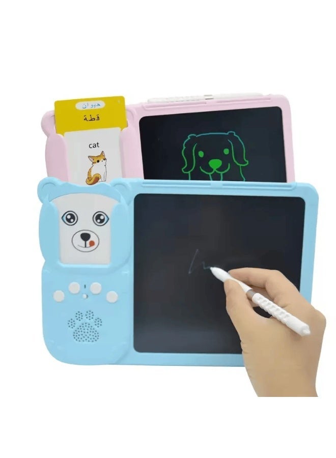 سلانت تابلت تعليمي ناطق قارئ البطائق (عربي/إنجليزي) مع شاشة LCD للكتابة - ازرق - Image 5