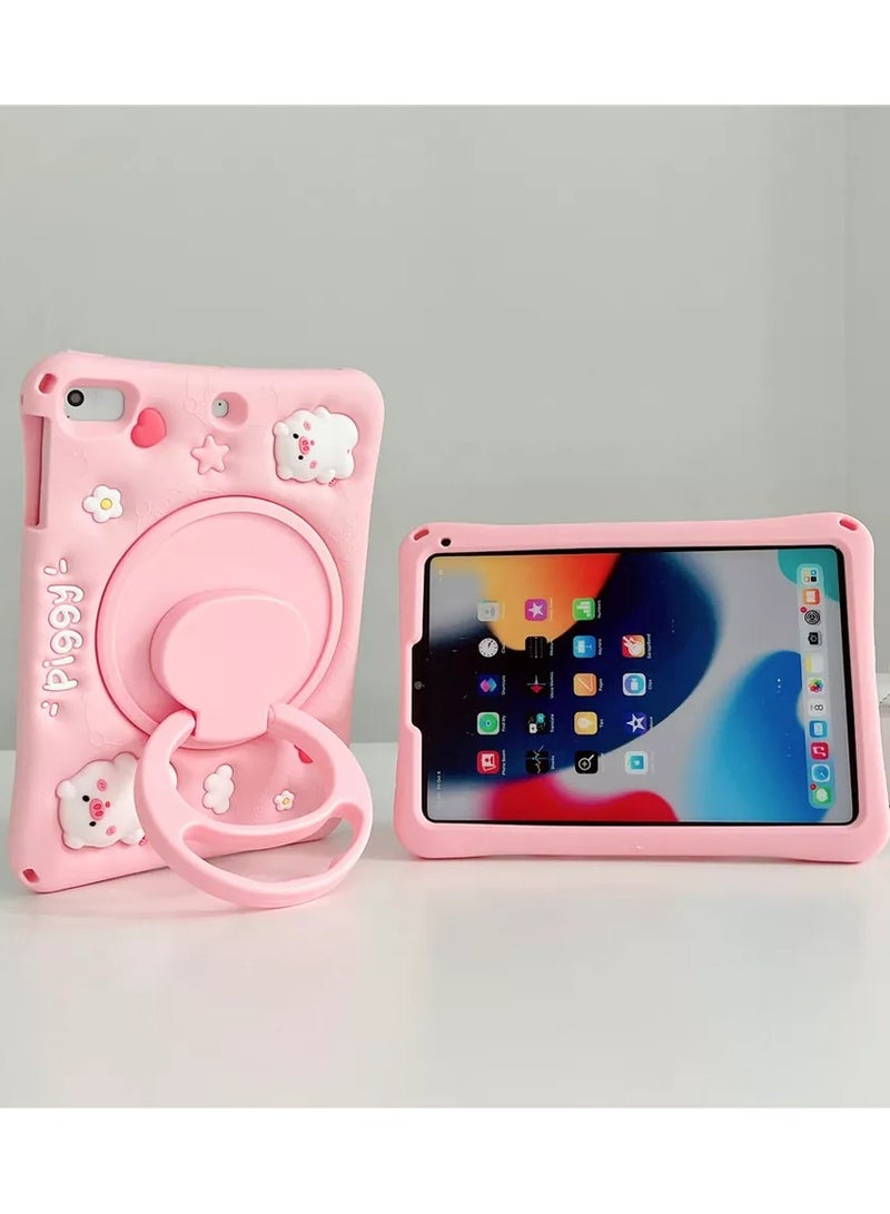 general Special 3D Pink Pattern Tablet Silicone Cute Case with Built-in 360° Rotatable Foldable Kickstand Shockproof Cover Case for iPad Mini 1/2/3 7.9  - Image 2