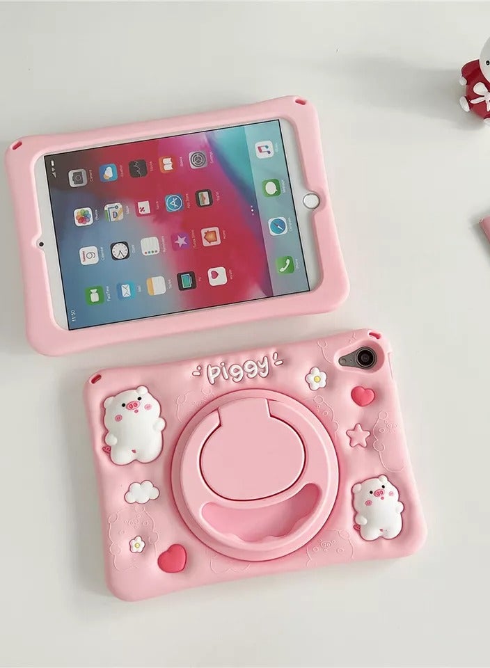 general Special 3D Pink Pattern Tablet Silicone Cute Case with Built-in 360° Rotatable Foldable Kickstand Shockproof Cover Case for iPad Mini 1/2/3 7.9  - Image 3