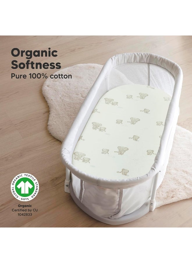 KeaBabies 2-Pack Organic Bassinet Sheets for Girls, Boys - 100% Cotton Bassinet Mattress Sheets Compatible with Halo Bassinest Swivel Sleeper, Graco, Baby Delight, Chicco, Unisex Fitted Bassinet Sheets (Elly)  - Image 2