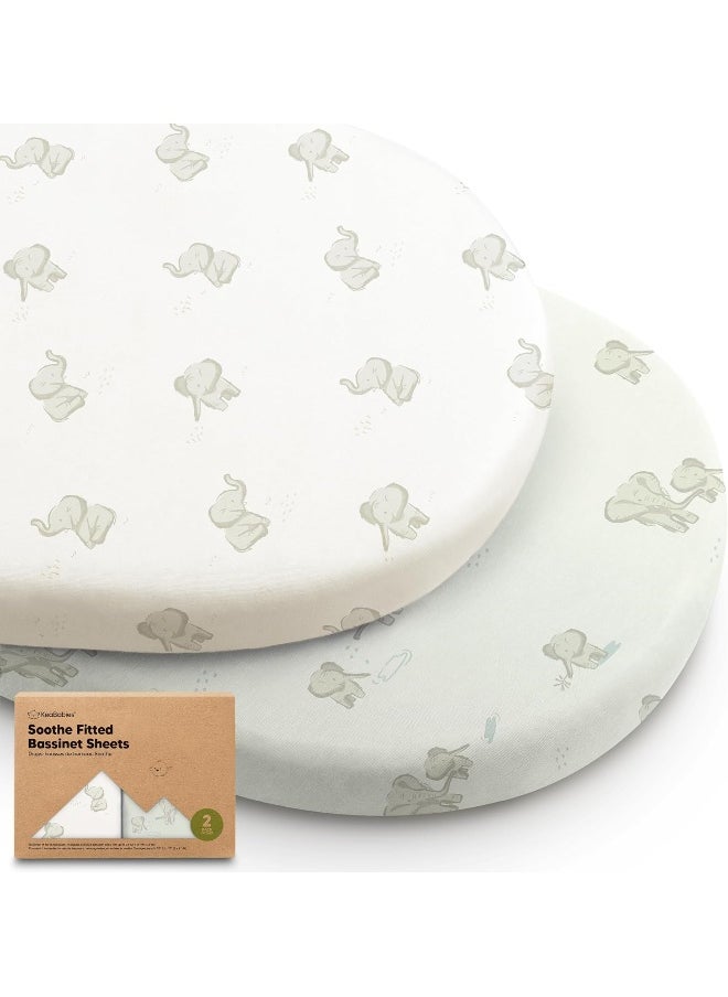 KeaBabies 2-Pack Organic Bassinet Sheets for Girls, Boys - 100% Cotton Bassinet Mattress Sheets Compatible with Halo Bassinest Swivel Sleeper, Graco, Baby Delight, Chicco, Unisex Fitted Bassinet Sheets (Elly)  - Image 1