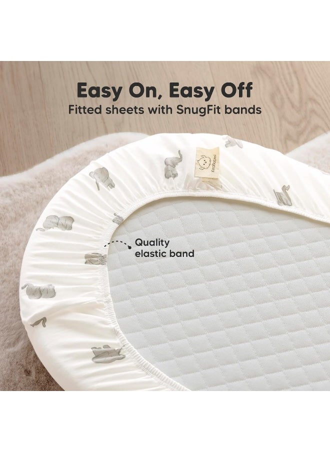 KeaBabies 2-Pack Organic Bassinet Sheets for Girls, Boys - 100% Cotton Bassinet Mattress Sheets Compatible with Halo Bassinest Swivel Sleeper, Graco, Baby Delight, Chicco, Unisex Fitted Bassinet Sheets (Elly)  - Image 5