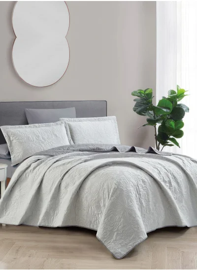 Donetella Bedspread Coverlet Set 3-Pcs Single Size Bed Fits(120 X 200 Cm) Soft Luxurious Reversible Compressed Comforter With Fitted Sheet Pillow Sham And Pillowcases,