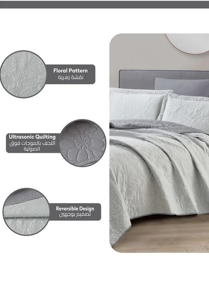 Donetella Bedspread Coverlet Set 3-Pcs Single Size Bed Fits(120 X 200 Cm) Soft Luxurious Reversible Compressed Comforter With Fitted Sheet Pillow Sham And Pillowcases,