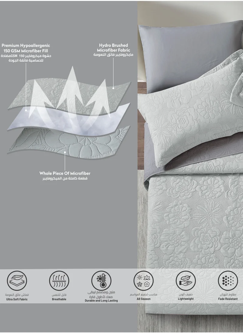 Donetella Bedspread Coverlet Set 3-Pcs Single Size Bed Fits(120 X 200 Cm) Soft Luxurious Reversible Compressed Comforter With Fitted Sheet Pillow Sham And Pillowcases,