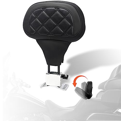 FOVPLUE Adjustable Rider Backrest, Detachable Plug-in Driver Backrest Pad w/Mounting Kit for Harley Touring CVO Road Glide Street Glide Tri Glide FLHTK/L Electra Glide Road King 2009-2023,Style 6 - Image 1