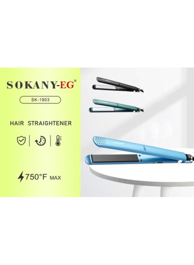 سوكاني مكواة فرد الشعر SK-1903 سيراميك احترافية مع تسخين سريع، توزيع متساوٍ للحرارة، وألواح انزلاق سلسة لشعر لامع خالٍ من التجعد، تمامًا مثل صالونات التجميل في المنزل. مكواة فرد شعر كهربائية متطورة مع تحكم ثابت في الحرارة، تصميم مضاد للتشابك، وهيكل خفيف الوزن ومريح لتصفيف يومي سهل وآمن وفعال.- اسود - Image 5