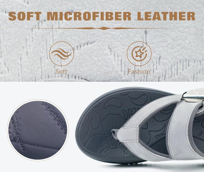 ONCAI Womenâ€™s Platform Wedge Flip Flops Sandals 2026 with Arch Support Orthopedic Grey Summer Beach Essentials Dressy Trendy Walking Sandalias Mujer Size 9 and Chunky Thick Rubber Soles - Image 3