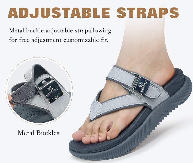 ONCAI Womenâ€™s Platform Wedge Flip Flops Sandals 2026 with Arch Support Orthopedic Grey Summer Beach Essentials Dressy Trendy Walking Sandalias Mujer Size 9 and Chunky Thick Rubber Soles - Image 4