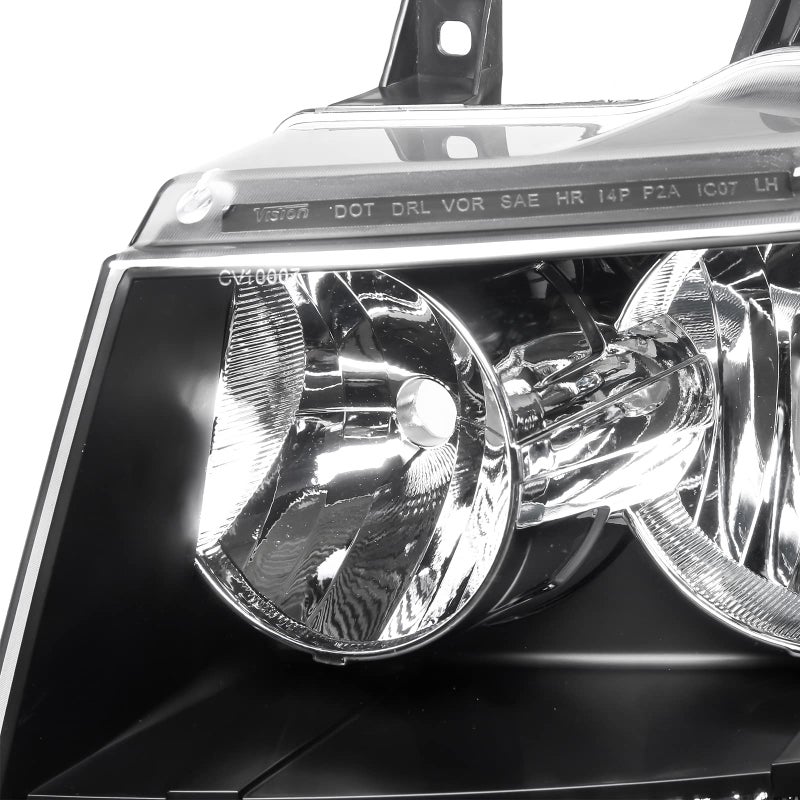 APSVE Headlights Assembly for 2007-2014 Chevy Tahoe Suburban 1500,07-13 Chevy Avalanche Suburban 2500 Replacement Headlamp Pair, Black Housing Clear Reflector - Image 4
