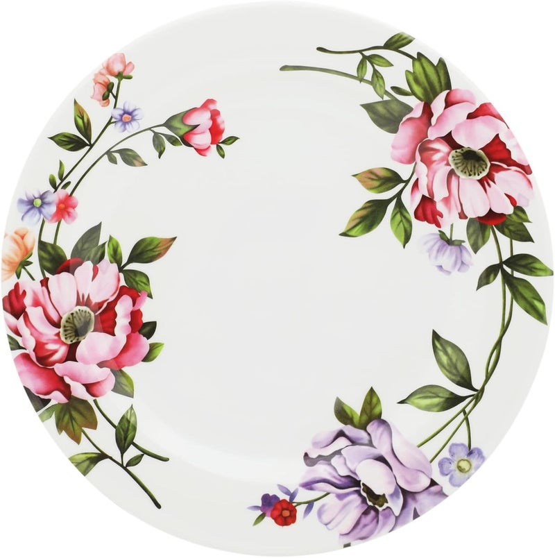 Abir Melamine Flat Plate 20 CM / 7.87 INCH White Floral Design For Food Kitchen Use Outdoor & Restaurant Decorative Multi Purpose Server Tray/Platter - Image 3