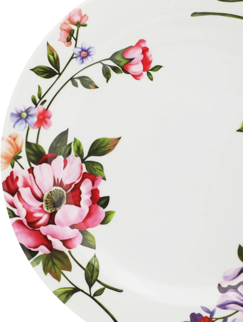 Abir Melamine Flat Plate 20 CM / 7.87 INCH White Floral Design For Food Kitchen Use Outdoor & Restaurant Decorative Multi Purpose Server Tray/Platter - Image 4